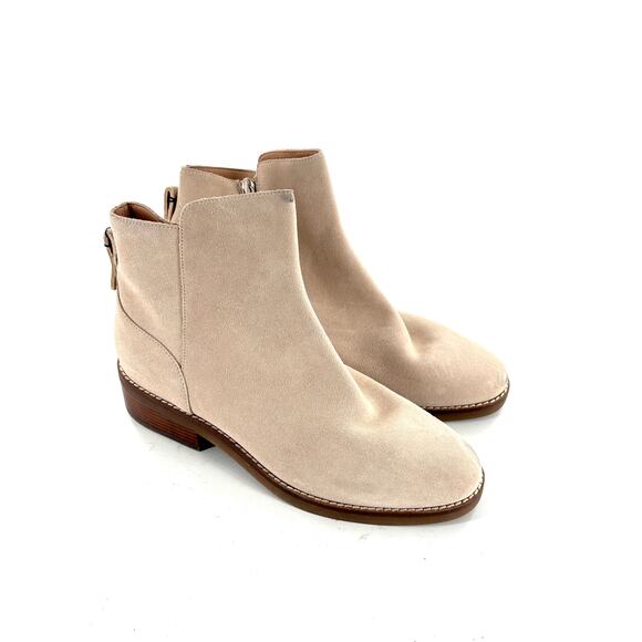 Cole Haan Ramona Waterproof Ankle Bootie 10 Beige NWOT Suede Boots Academia Prep - Picture 4 of 9